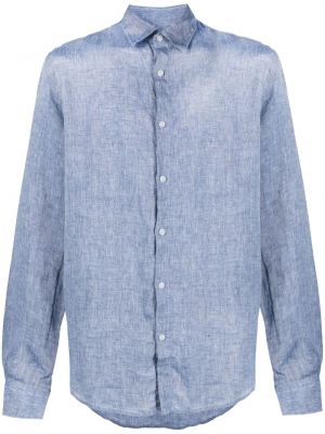 Chemise en lin avec manches longues Sunspel bleu