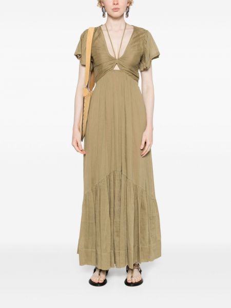 Sukienka długa z krepy Isabel Marant zielona