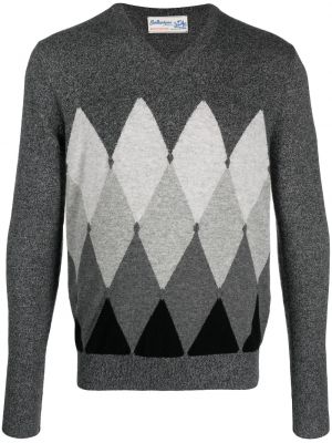 Kašmírový sveter s vzorom argyle Ballantyne sivá