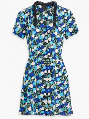 Платье мини в цветочек с принтом из крепа Anna Sui синее