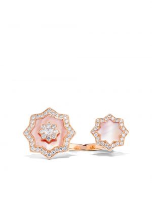 Rožinio aukso žiedas su perlais David Morris