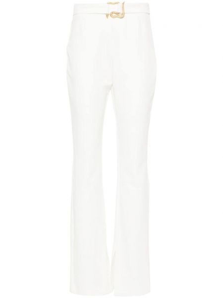 Rovné kalhoty s přezkou s hadím vzorem Just Cavalli bílé
