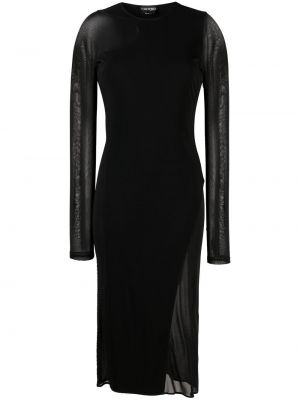 Průsvitné midi šaty Tom Ford černé