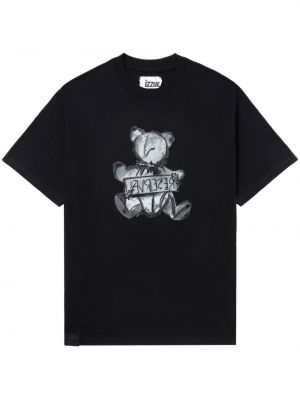 Βαμβακερή μπλούζα με σχέδιο Izzue μαύρο
