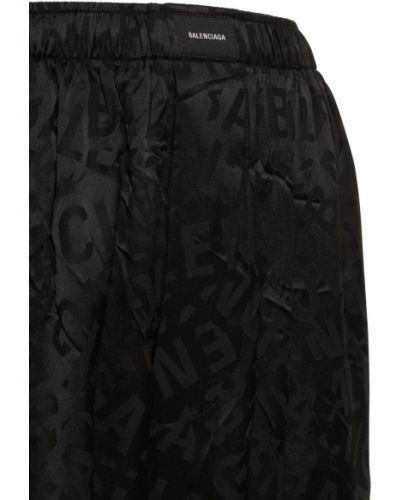 Pantaloni de mătase din jacard Balenciaga negru