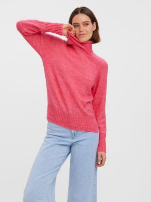 Меланжов пуловер Vero Moda Petite розово