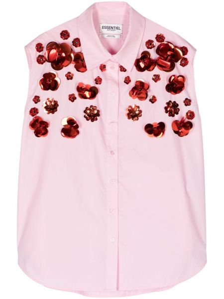 Φλοράλ βαμβακερό πουκάμισο Essentiel Antwerp ροζ