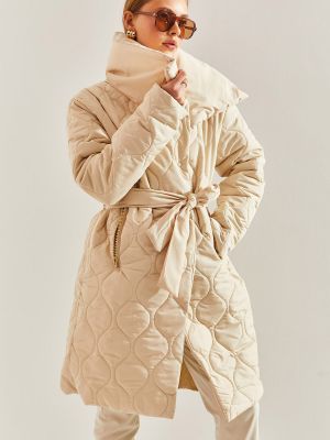 Oversized prošívaný kabát s knoflíky Bianco Lucci bílý