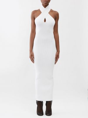 Платье с вырезом халтер Alaïa белое
