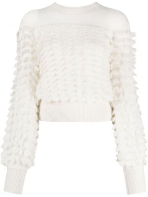 Dzianinowy sweter filcowy Zimmermann biały