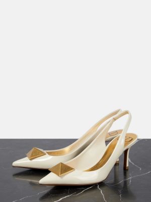 Кожени полуотворени обувки от лакирана кожа Valentino Garavani бяло