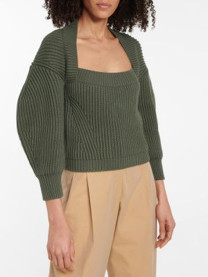 Памучен пуловер Alexander Mcqueen зелено