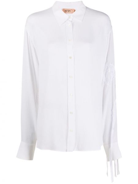 Blusa transparente con apliques Nº21 blanco