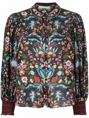 Floral krage bluse Alice+olivia svart