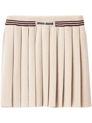 Plisirana pletena mini suknja od kašmira Miu Miu