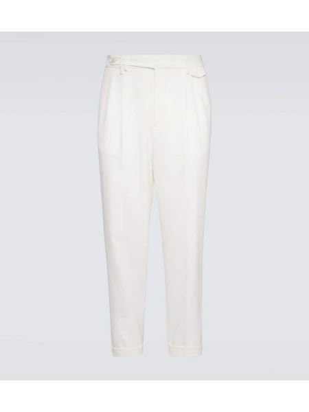 Pantaloni dritti di cotone Brunello Cucinelli bianco