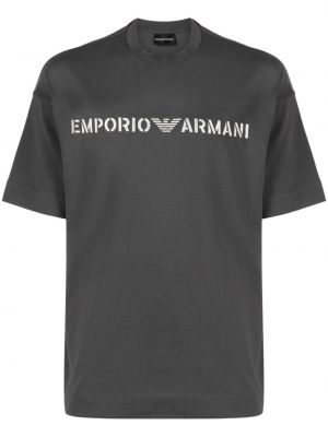 Тениска с принт Emporio Armani сиво