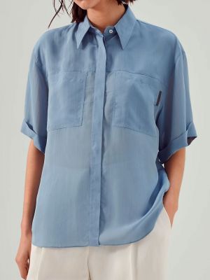 Синяя рубашка Brunello Cucinelli