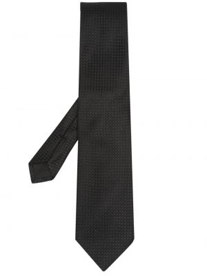 Žakárová kockovaná hodvábna kravata Tom Ford čierna