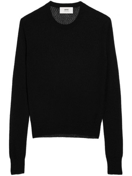 Пуловер с кръгло деколте Ami Paris черно