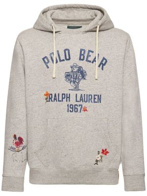 Mikina s kapucňou s výšivkou Polo Ralph Lauren sivá
