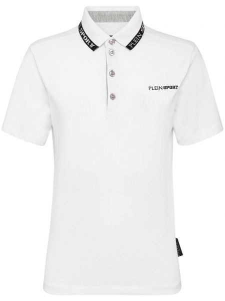 Памучна поло тениска с принт Plein Sport бяло