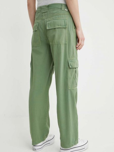 Pantaloni cu talie înaltă din bumbac Billabong verde
