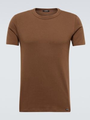 Βαμβακερή μπλούζα από ζέρσεϋ Tom Ford καφέ
