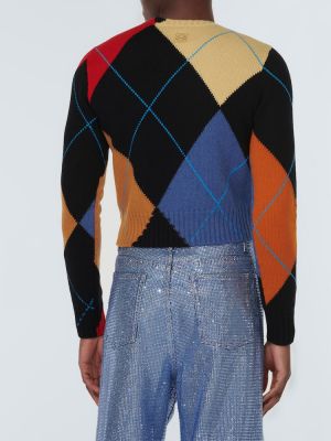 Sweter z kaszmiru z wzorem argyle Loewe czarny