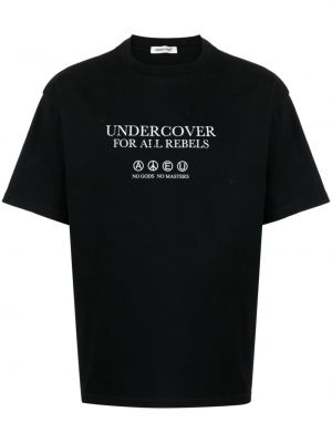 T-shirt avec imprimé slogan en coton à imprimé Undercover noir