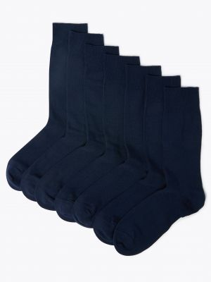 7 пар носков Cool & Fresh с высоким содержанием хлопка Marks & Spencer, темно-синий