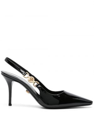 Pantofi cu toc slingback Versace negru