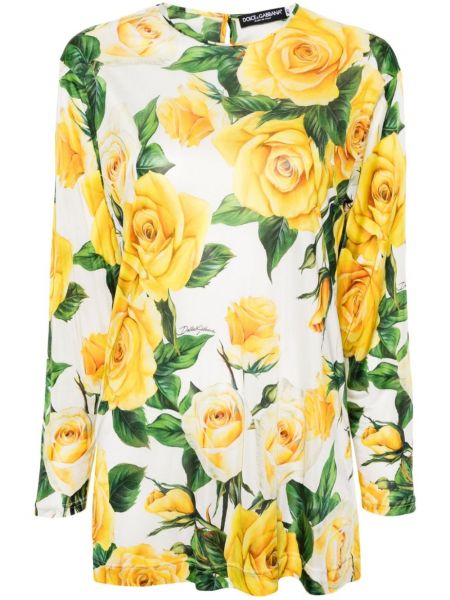 Bluza s cvjetnim printom s printom Dolce & Gabbana bijela