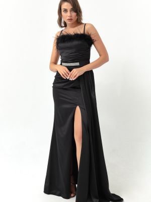 Сатенена вечерна рокля Lafaba черно