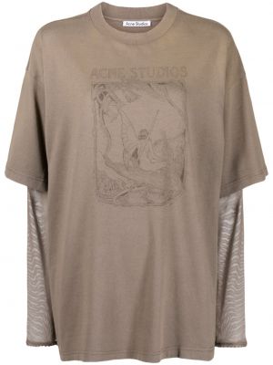 Прозрачна тениска от джърси Acne Studios сиво