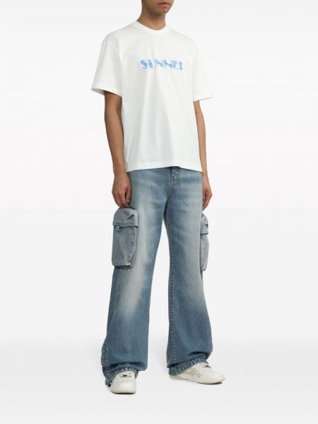 T-shirt en coton à imprimé Sunnei blanc