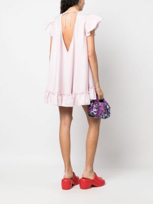 Sukienka mini bawełniana z falbankami Pnk różowa