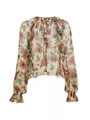 Шелковая блузка в цветочек с принтом Ulla Johnson
