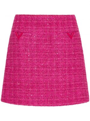 Fustă mini din tweed Valentino Garavani roz