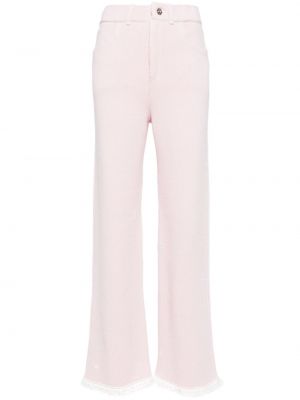 Pletené rovné kalhoty relaxed fit Barrie růžové