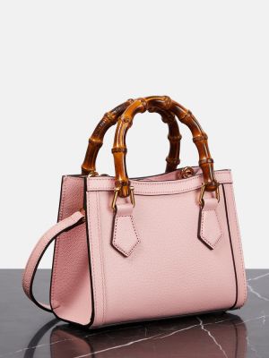 Kožená nákupná taška Gucci ružová
