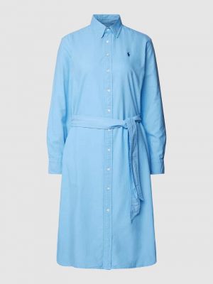 Haftowana sukienka koszulowa Polo Ralph Lauren niebieska