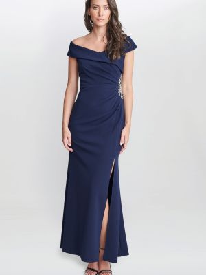 Платье с воротником с длинным рукавом Gina Bacconi синий