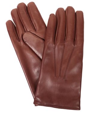 Кожаные перчатки Cesare Attolini коричневые