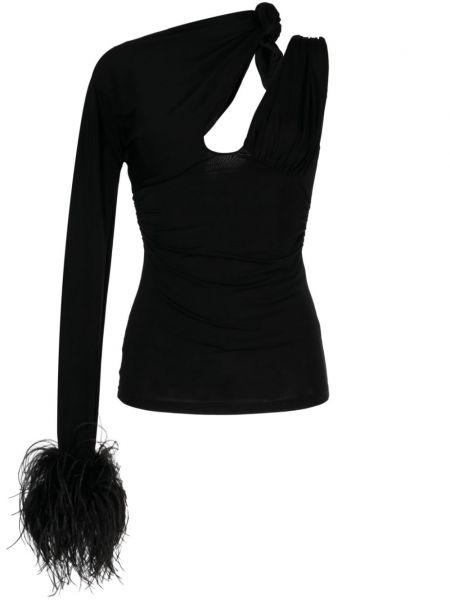 Ασύμμετρη μπλούζα με γούνα Rachel Gilbert μαύρο