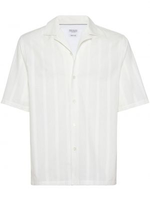 Pruhovaná bavlněná košile Brunello Cucinelli bílá