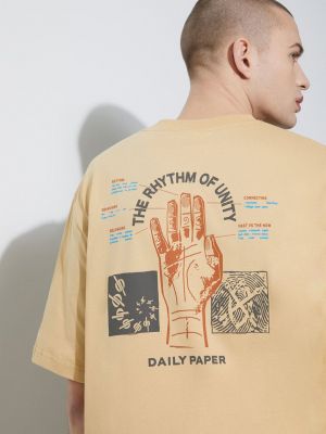 Koszulka bawełniana z nadrukiem Daily Paper beżowa