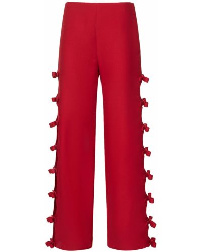 Selyem gyapjú masnis széles szabású nadrág Valentino - piros