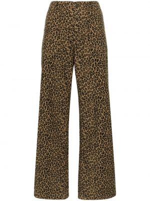 Pantaloni cu imagine cu model leopard cu croială lejeră R13 maro