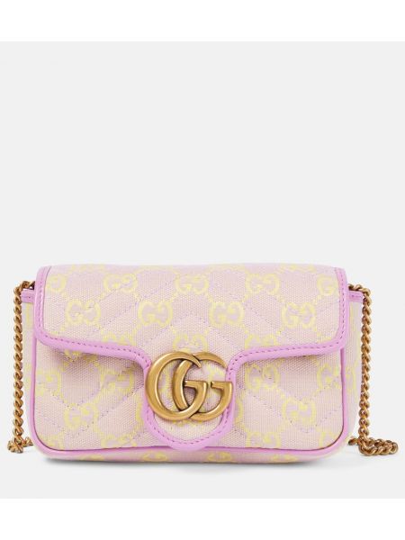 Usnjena torbica za čez ramo Gucci roza